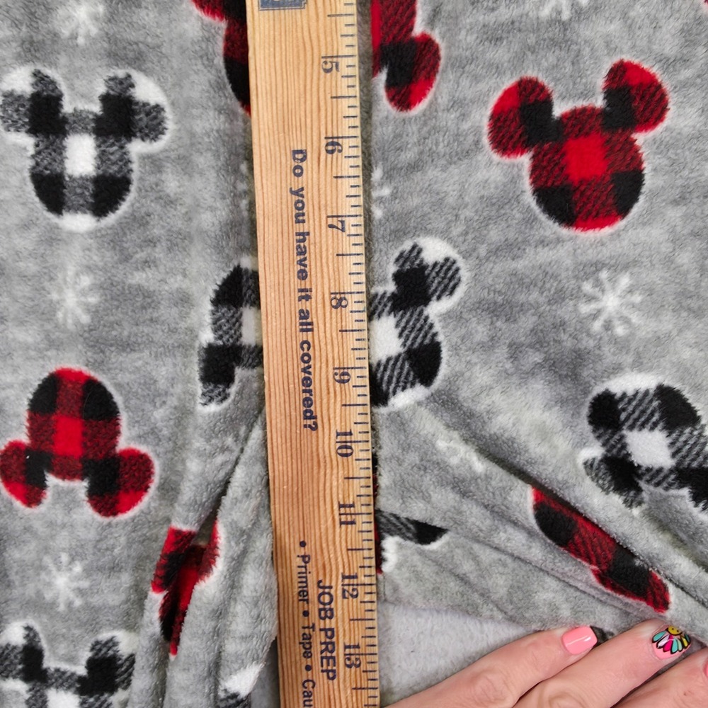 Disney Pajama Pants Womens S Gray Plaid Holiday Fleece Lined Mickey Mouse Lounge - Picture 4 of 11